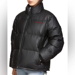 Alexander Wang Black Down Pleather Chynatown Jacket puffer coat short